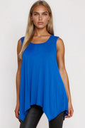 Royal Blue Sleeveless Top With Asymmetric Hem-0