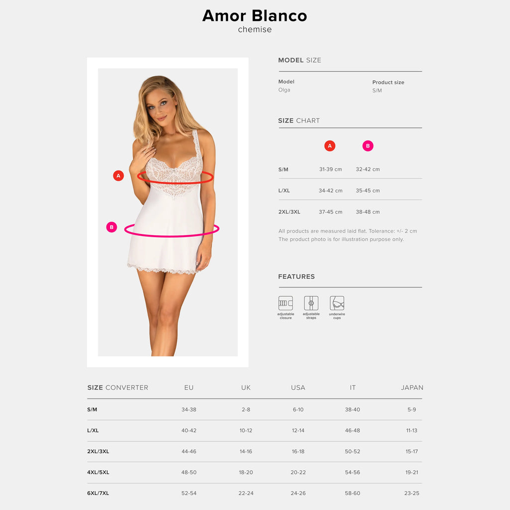 Chemise & String Panty Obsessive Amor Blanco-4