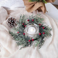 Artificial Christmas Candle Garland Ring with Red Fruits