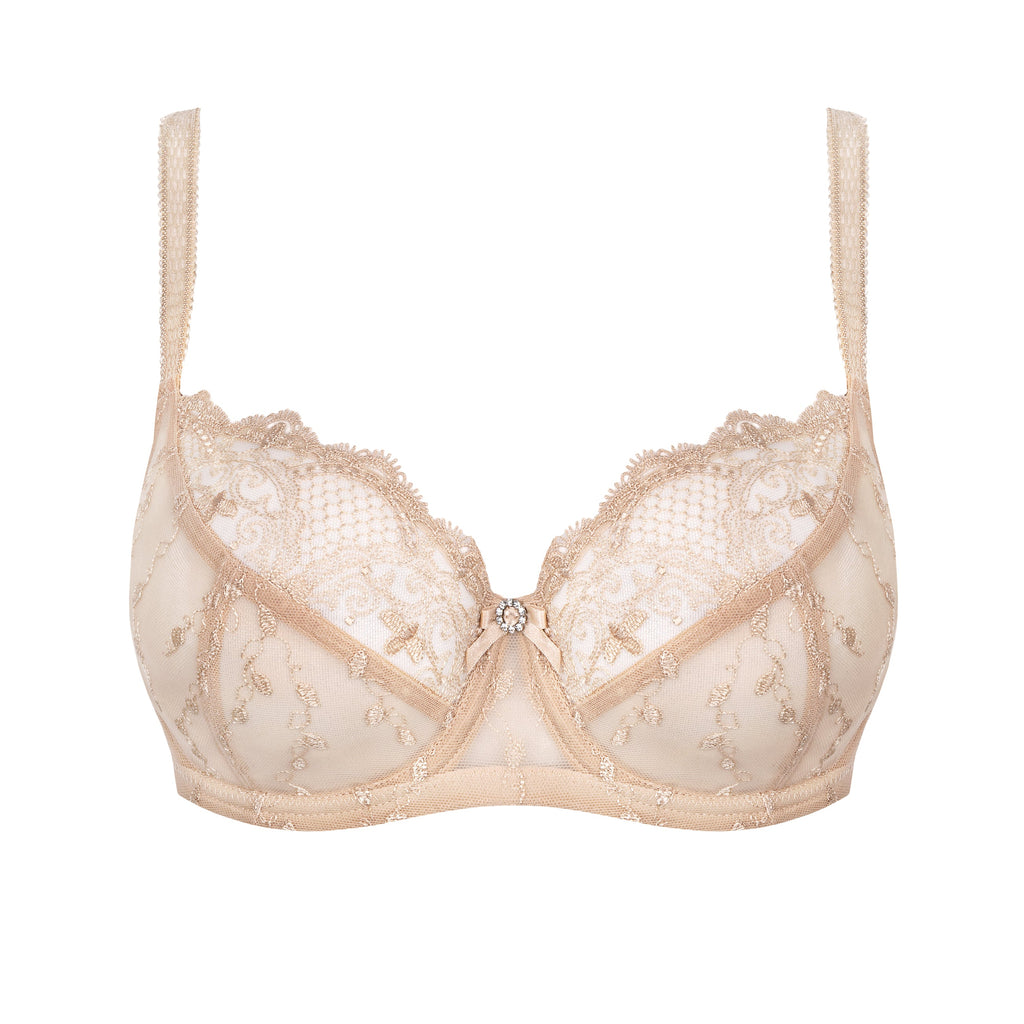 Sheer Lace Full Figure Bra Aurora Beige-3