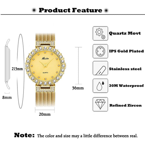  Brand Watch Bracelet Waterproof Big Lab Diamond Ladies 