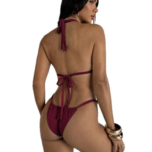 Shell strap split swimsuit