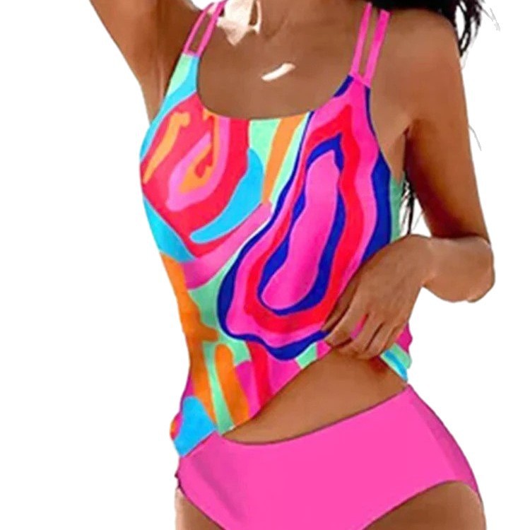 Printed Two-Piece Swimwear Women's Conservative Bikini Beach Swimwear