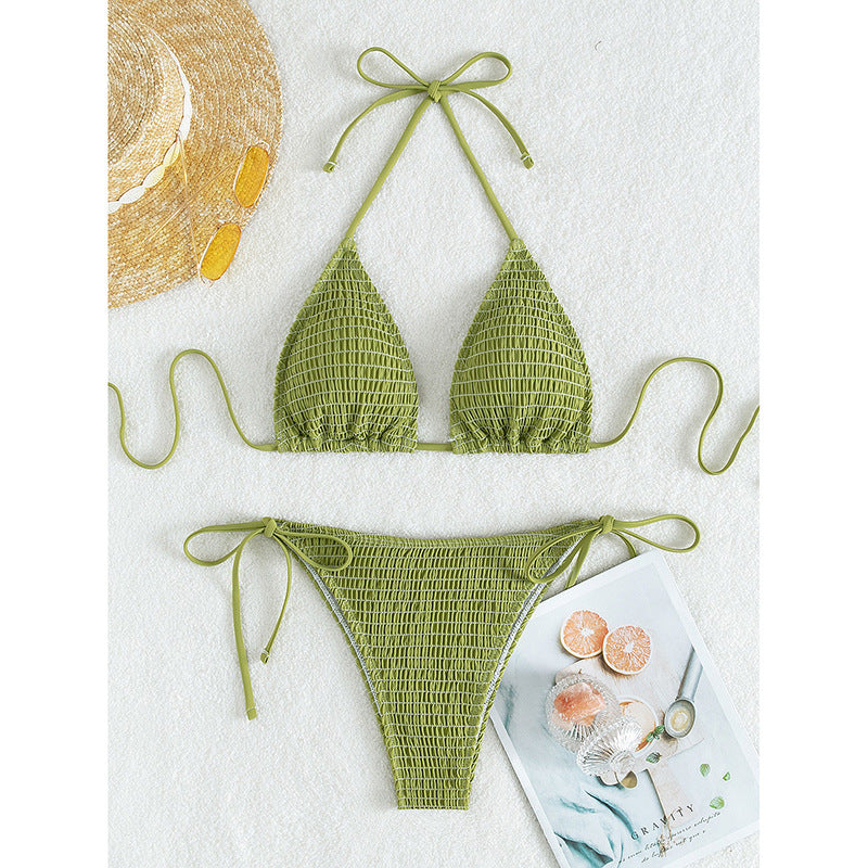 Strapless Bikini Swimwear for Women, High-Waisted Two-Piece Set with Tie-Back Design