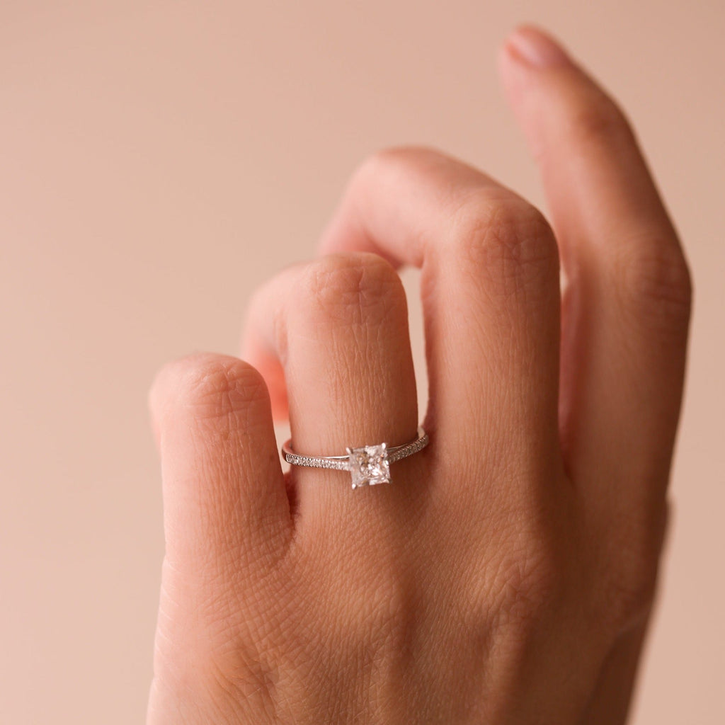 Vivian | 9ct White Gold 0.80ct tw Princess Cut Lab Grown Diamond Engagement Ring