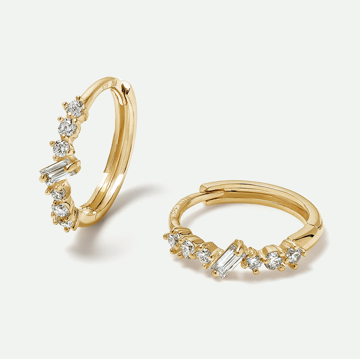 9ct Gold 0.21ct tw Lab Grown Diamond Scatter Huggie Hoop Earrings