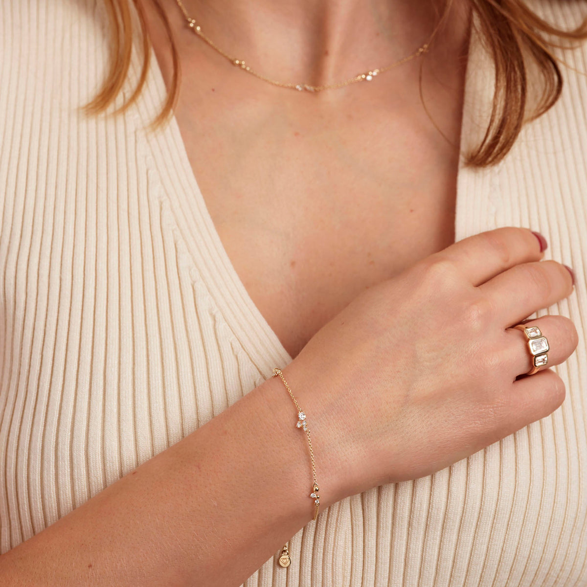 Luna Necklace | 9ct Yellow Gold 0.52ct tw. Lab Grown Diamond Scatter Necklace 18 Inches