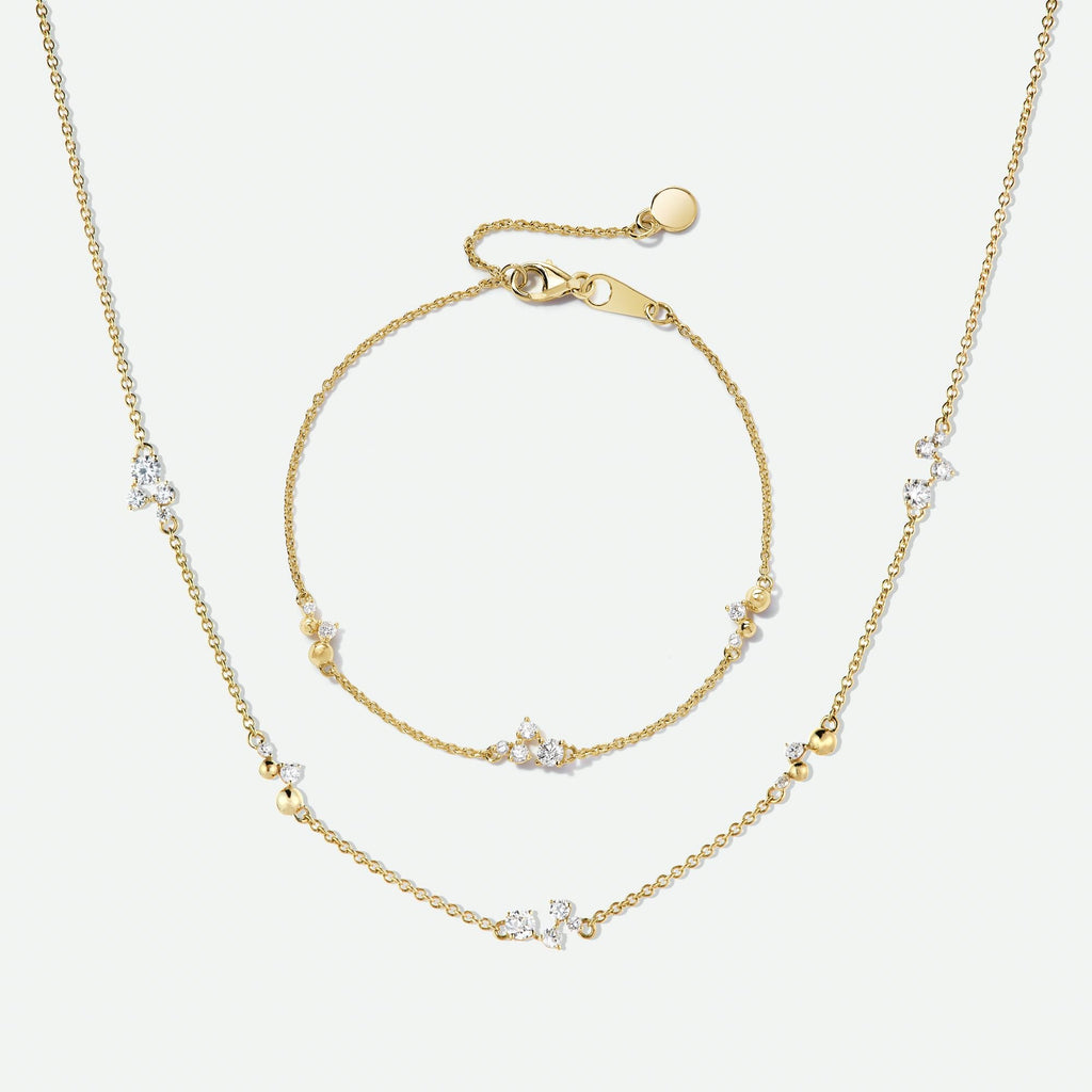 Luna Necklace | 9ct Yellow Gold 0.52ct tw. Lab Grown Diamond Scatter Necklace 18 Inches
