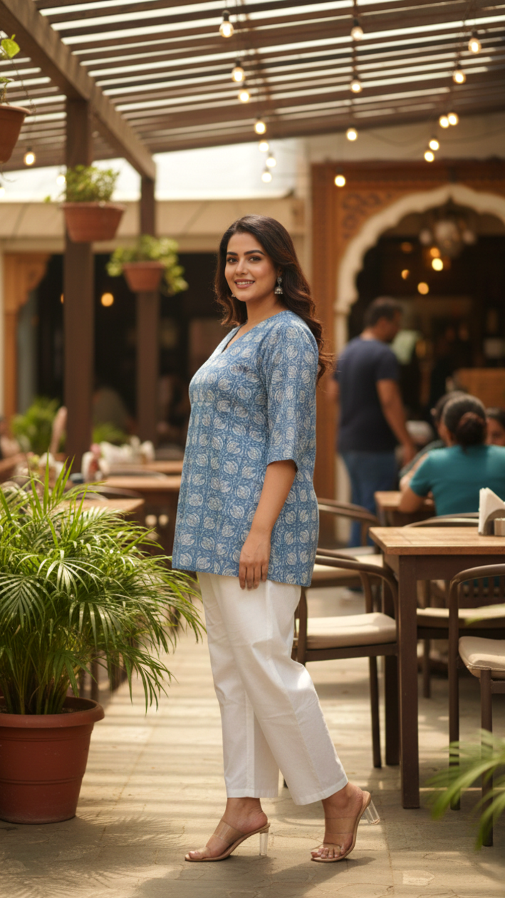 Blue Lotus Floral Printed Top-2