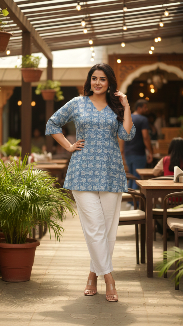 Blue Lotus Floral Printed Top-3