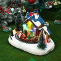 Battery-Operated LED Resin Log Cabin Christmas Ornament