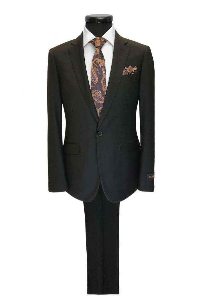 Black 1-button Regular Fit Suit-0