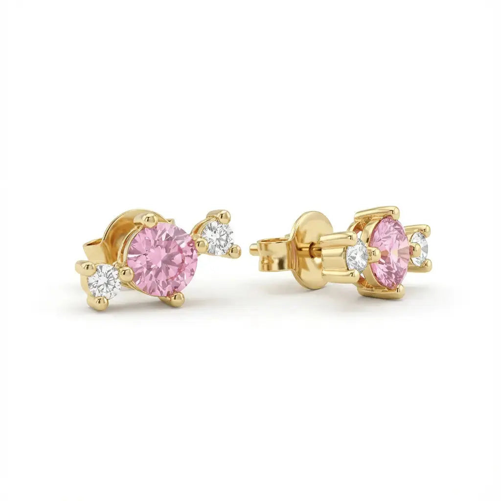Blush Radiance Trio Earrings: Elegant & Modern 14K Gold Jewelry