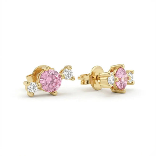 Blush Radiance Trio Earrings: Elegant & Modern 14K Gold Jewelry