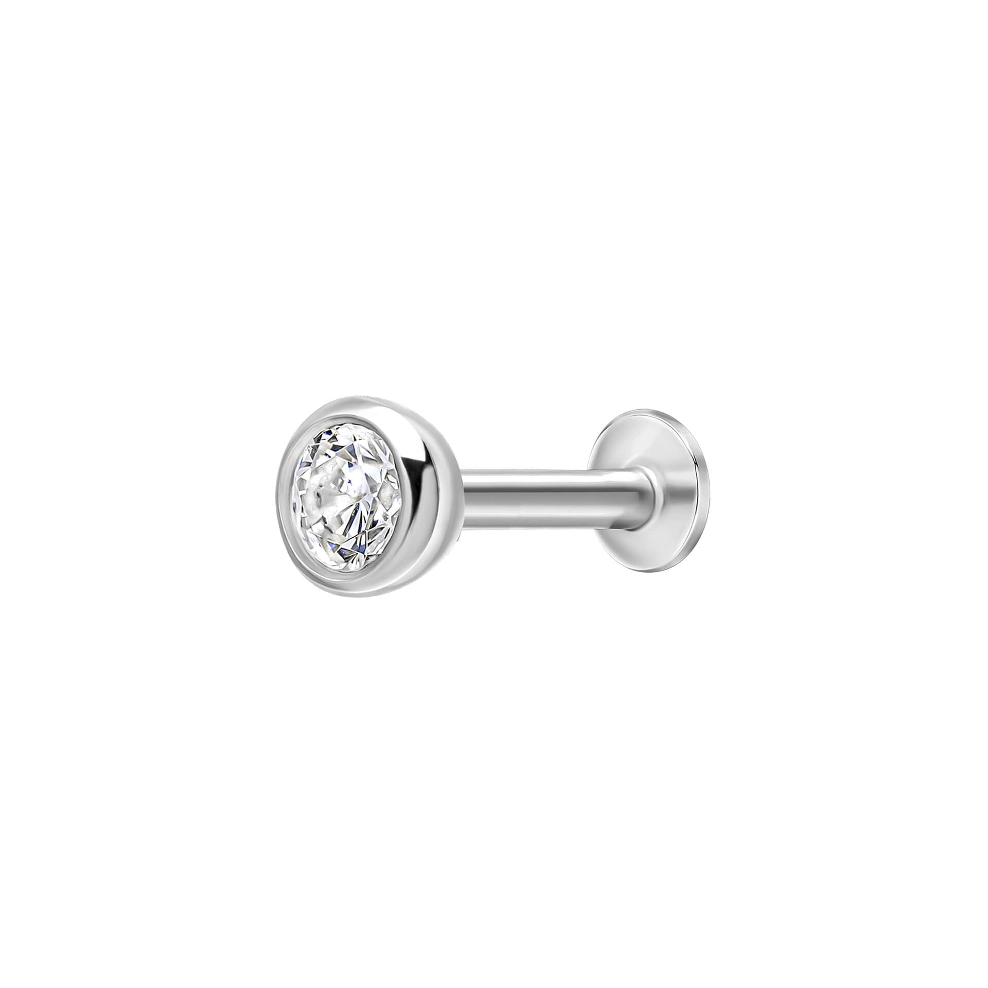 Beginnings Cubic Zirconia Bezel Labret Stud Earring-0