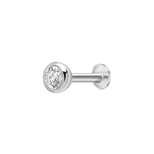 Beginnings Cubic Zirconia Bezel Labret Stud Earring-0