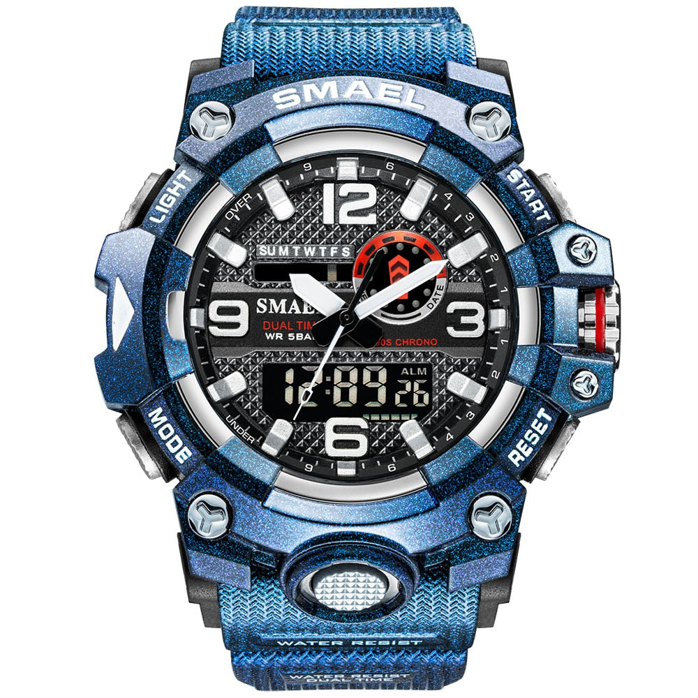  Time Digital Watch Quartz 50m Waterproof Watch 