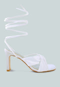 Chasm Satin Ruched Strap Tie Up Sandals-0