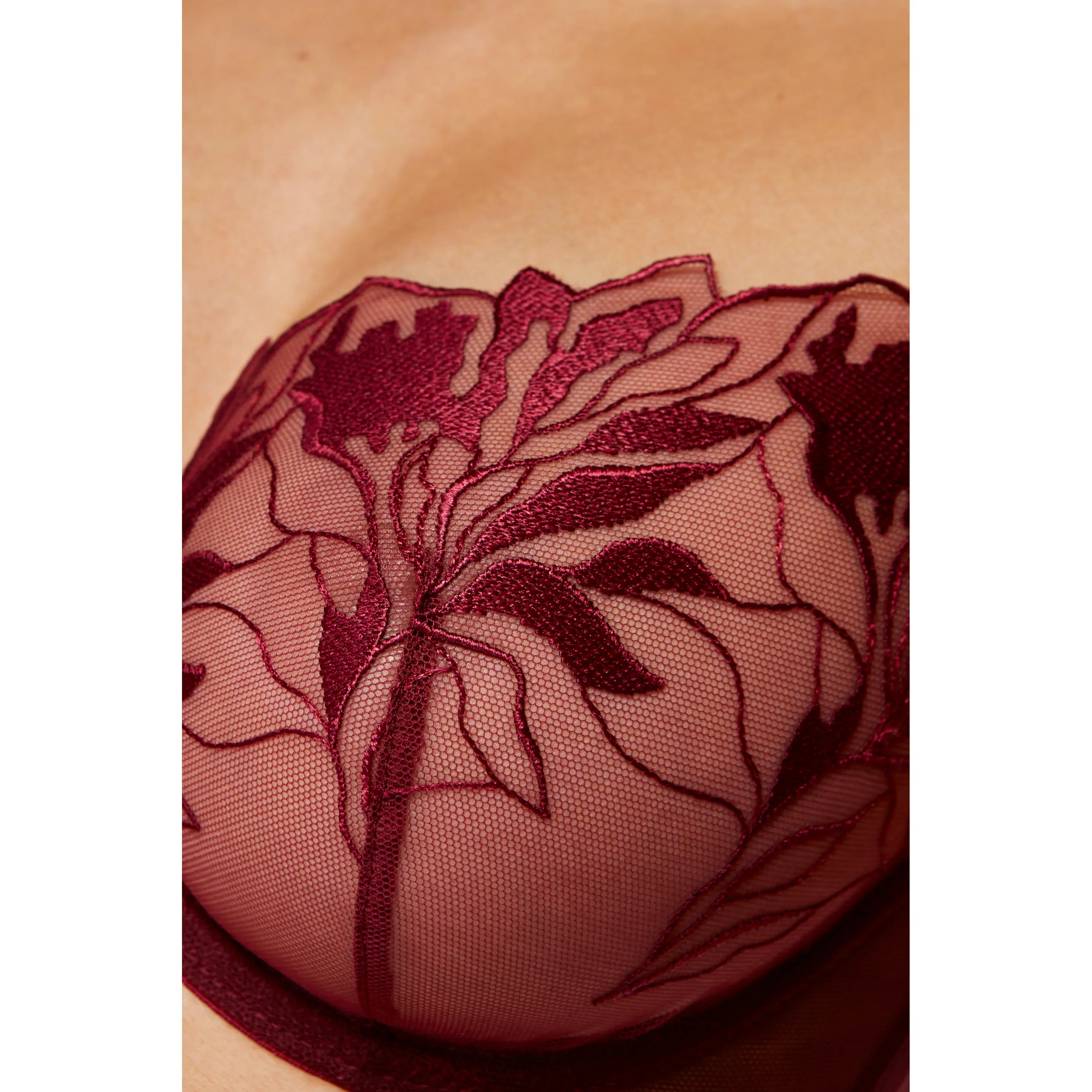 Transparent Demi Underwire Bra Gorteks Coco Burgundy-3