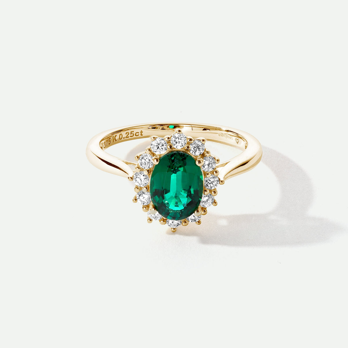 Cate | 9ct Yellow Gold 0.25ct tw Lab Grown Diamond and Created Emerald Cluster Ring