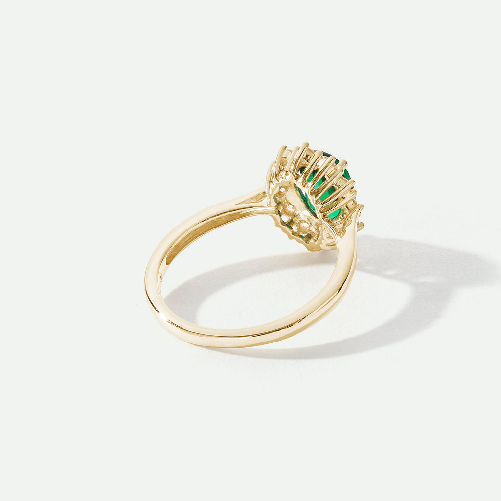 Cate | 9ct Yellow Gold 0.25ct tw Lab Grown Diamond and Created Emerald Cluster Ring