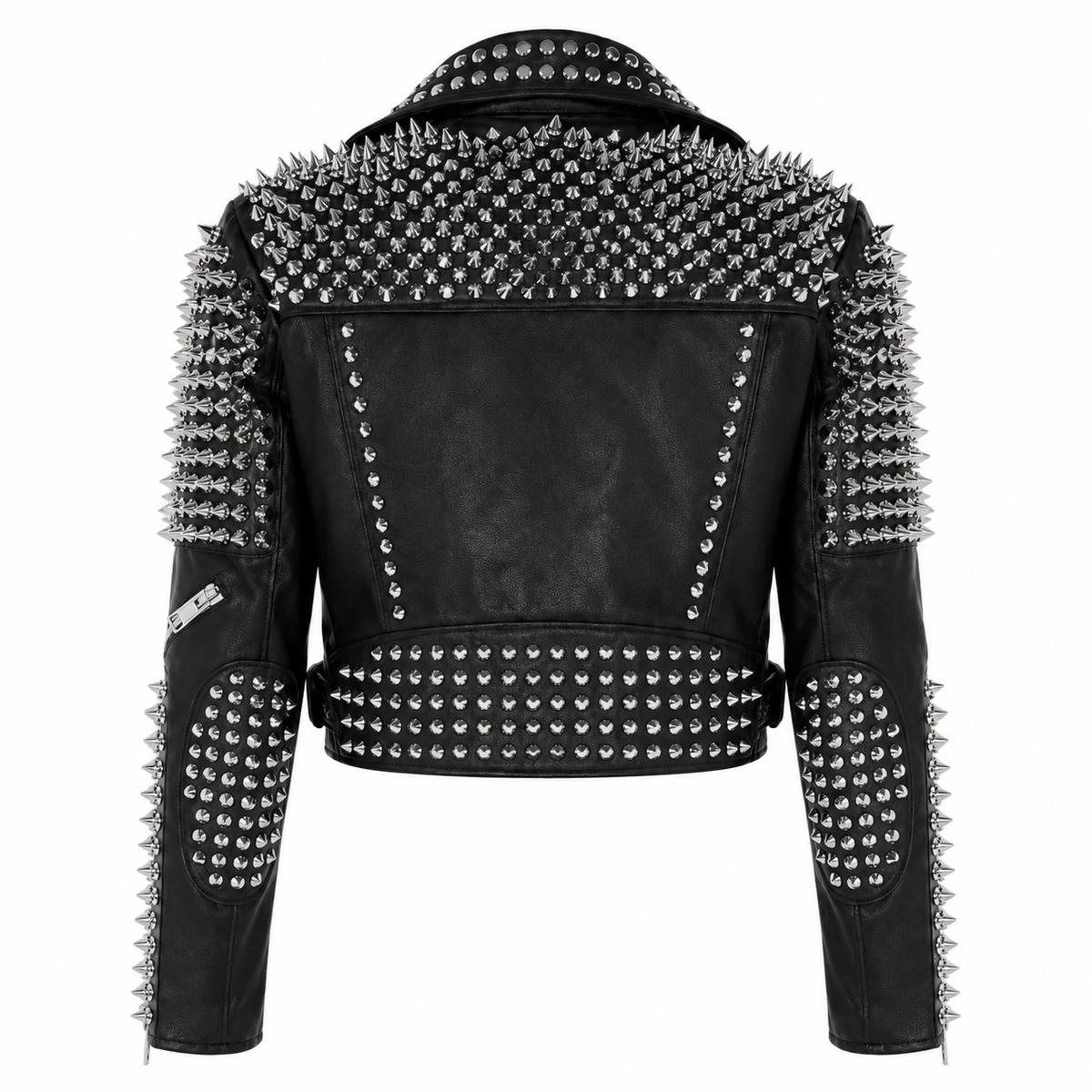 Women’s Silver Studded Punk Rock Biker Jacket Leather