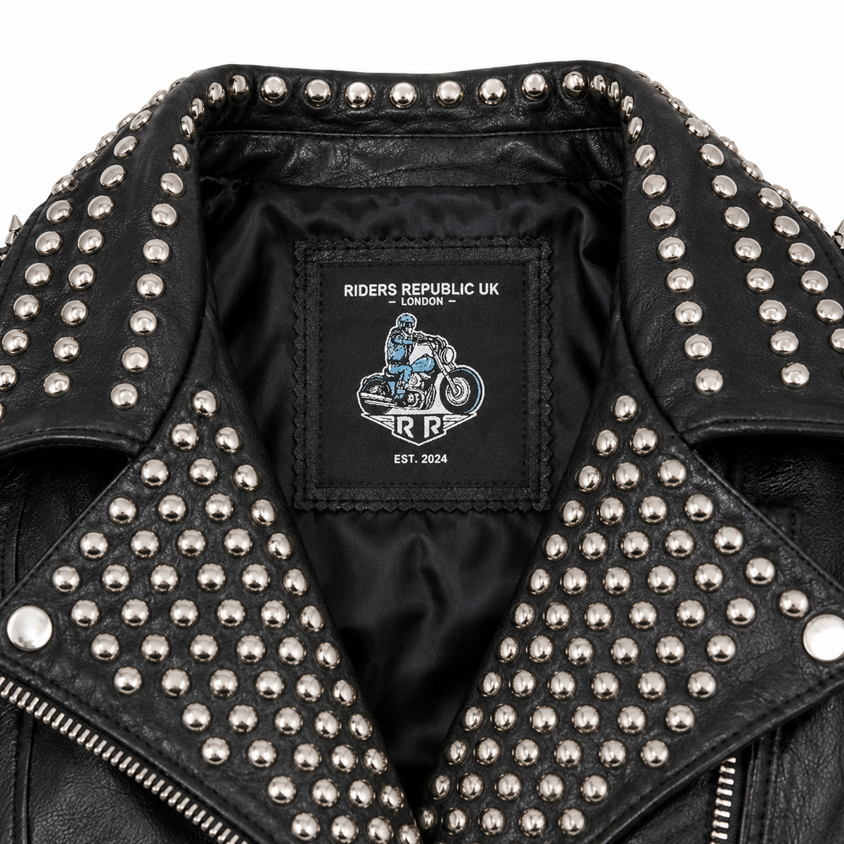 Women’s Silver Studded Punk Rock Biker Jacket Leather