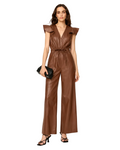 Women’s Brown Sheepskin Leather Jumpsuit