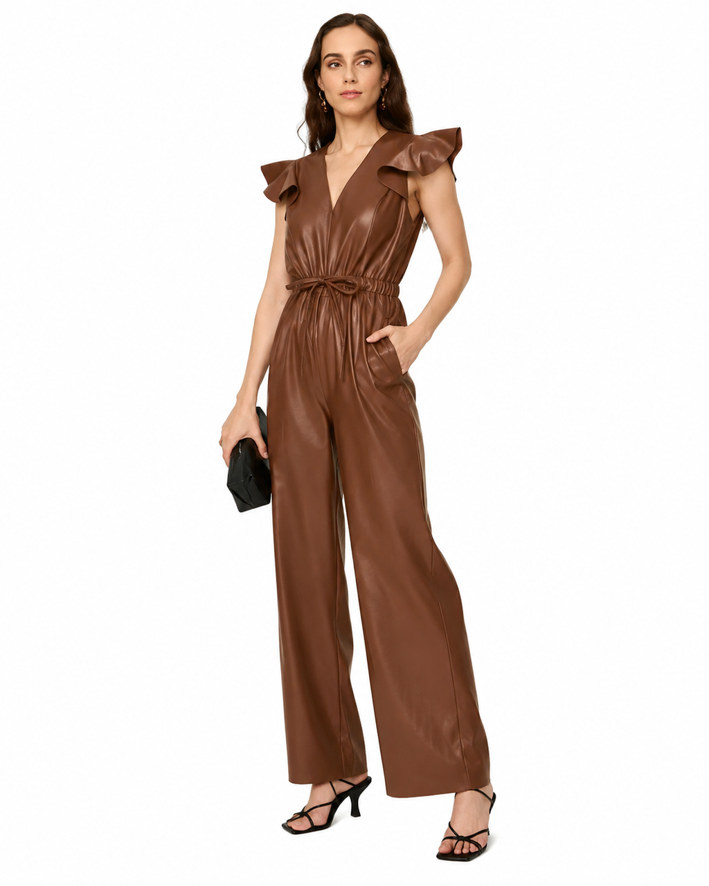 Women’s Brown Sheepskin Leather Jumpsuit