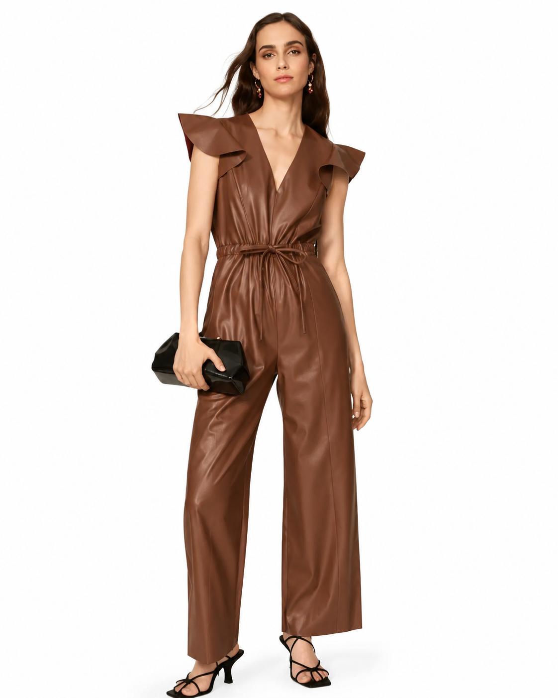 Women’s Brown Sheepskin Leather Jumpsuit