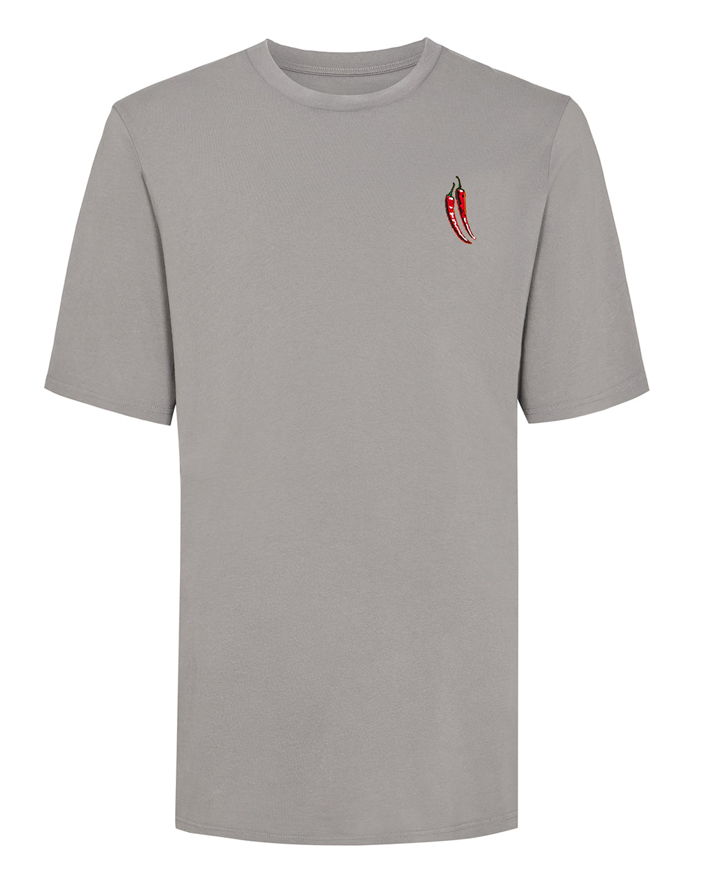 Chilli Embroidered Organic Cotton T-Shirt Grey-0