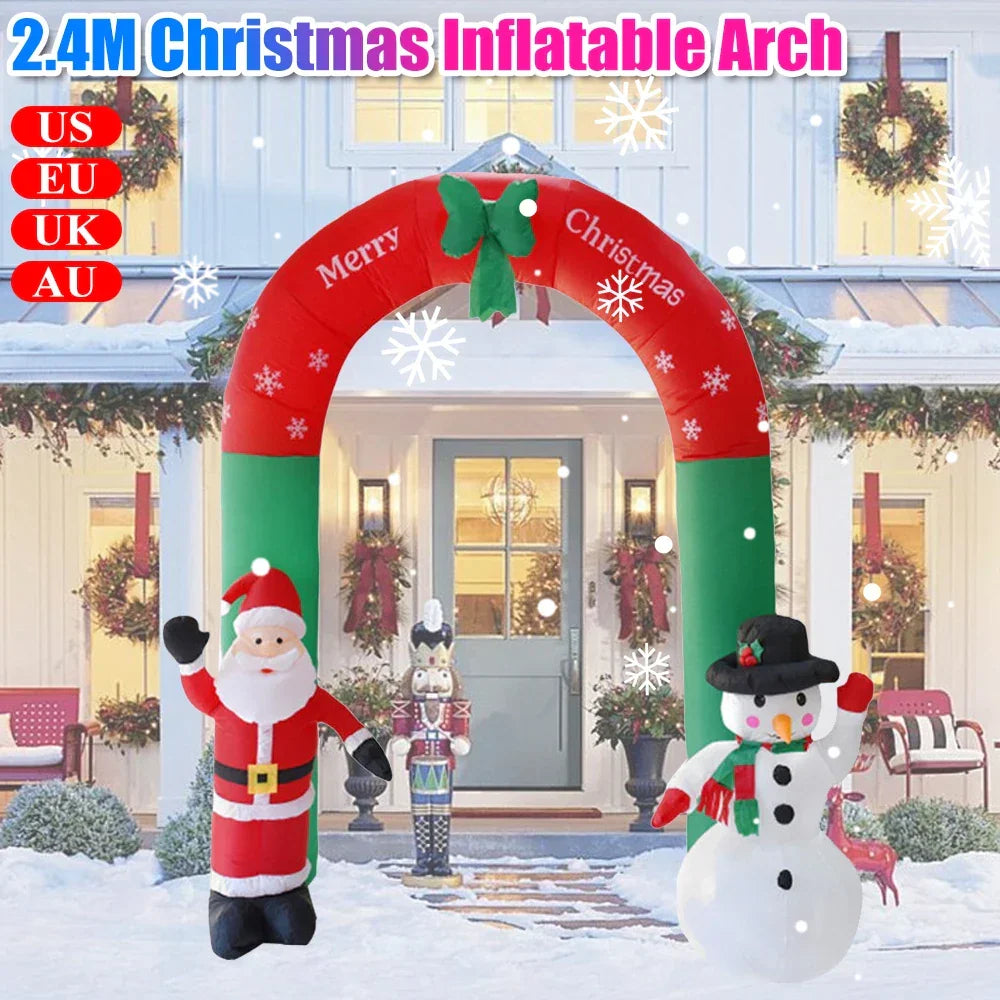 2.4M Christmas 2024 Inflatable Arch with LED Lights