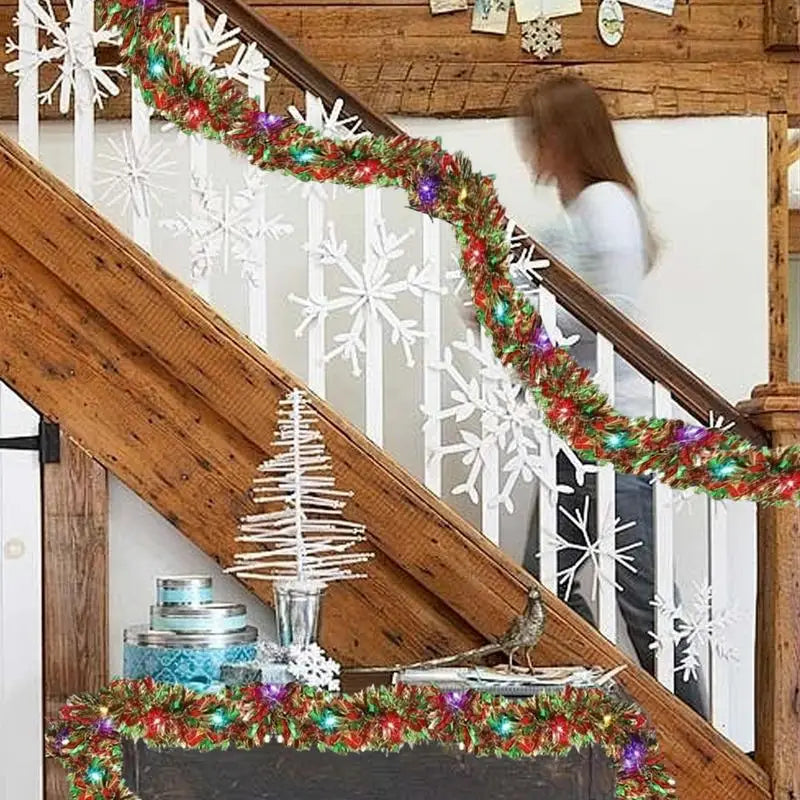 Christmas LED Tinsel Garland with Lights