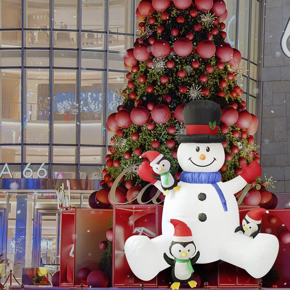 Christmas Inflatable Snowman with Cute Penguins