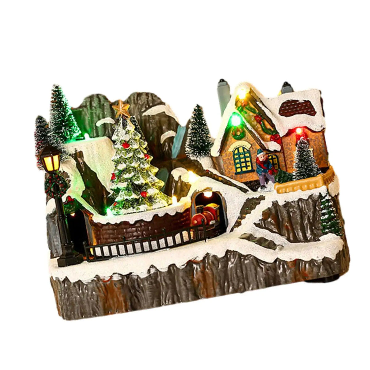 Christmas Luminous House Scene Cabin Ornament Decoration