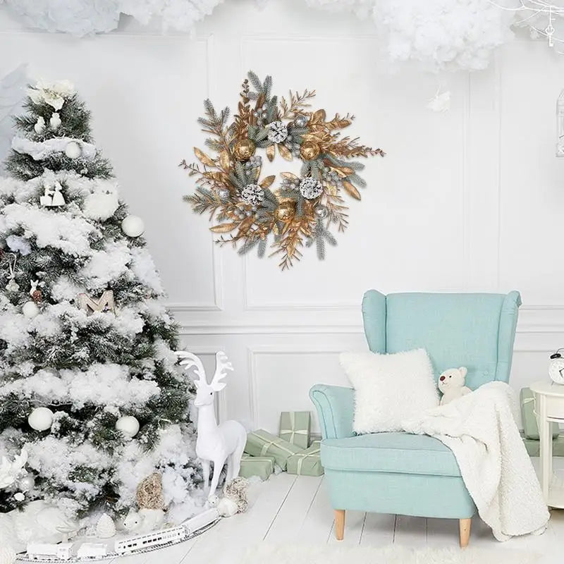 Christmas Pinecone Wreath with Greenery Garland
