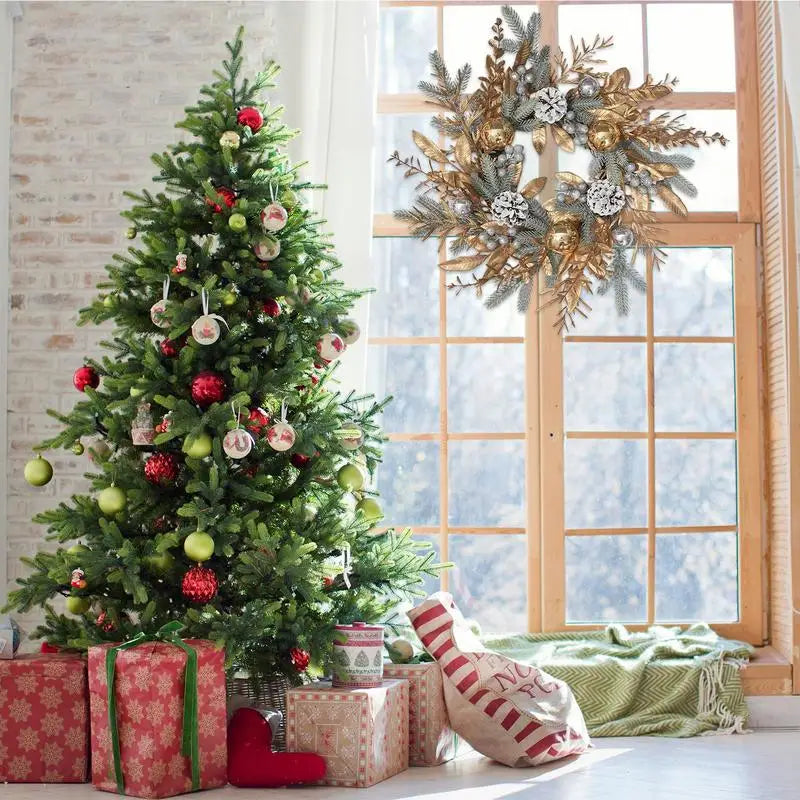 Christmas Pinecone Wreath with Greenery Garland