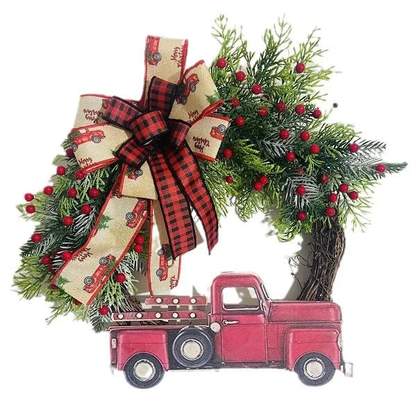 Christmas Red Truck Farmhouse Wreath