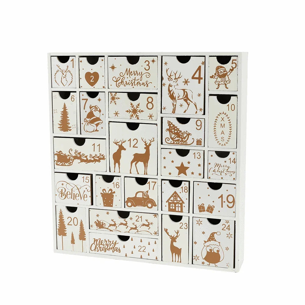 Christmas Wooden Advent Calendar with 24 Drawers