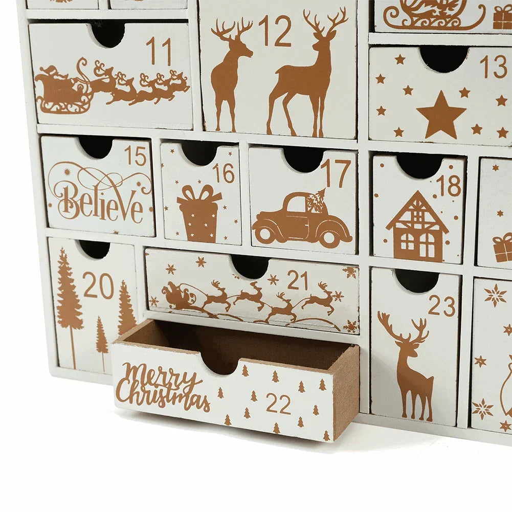 Christmas Wooden Advent Calendar with 24 Drawers