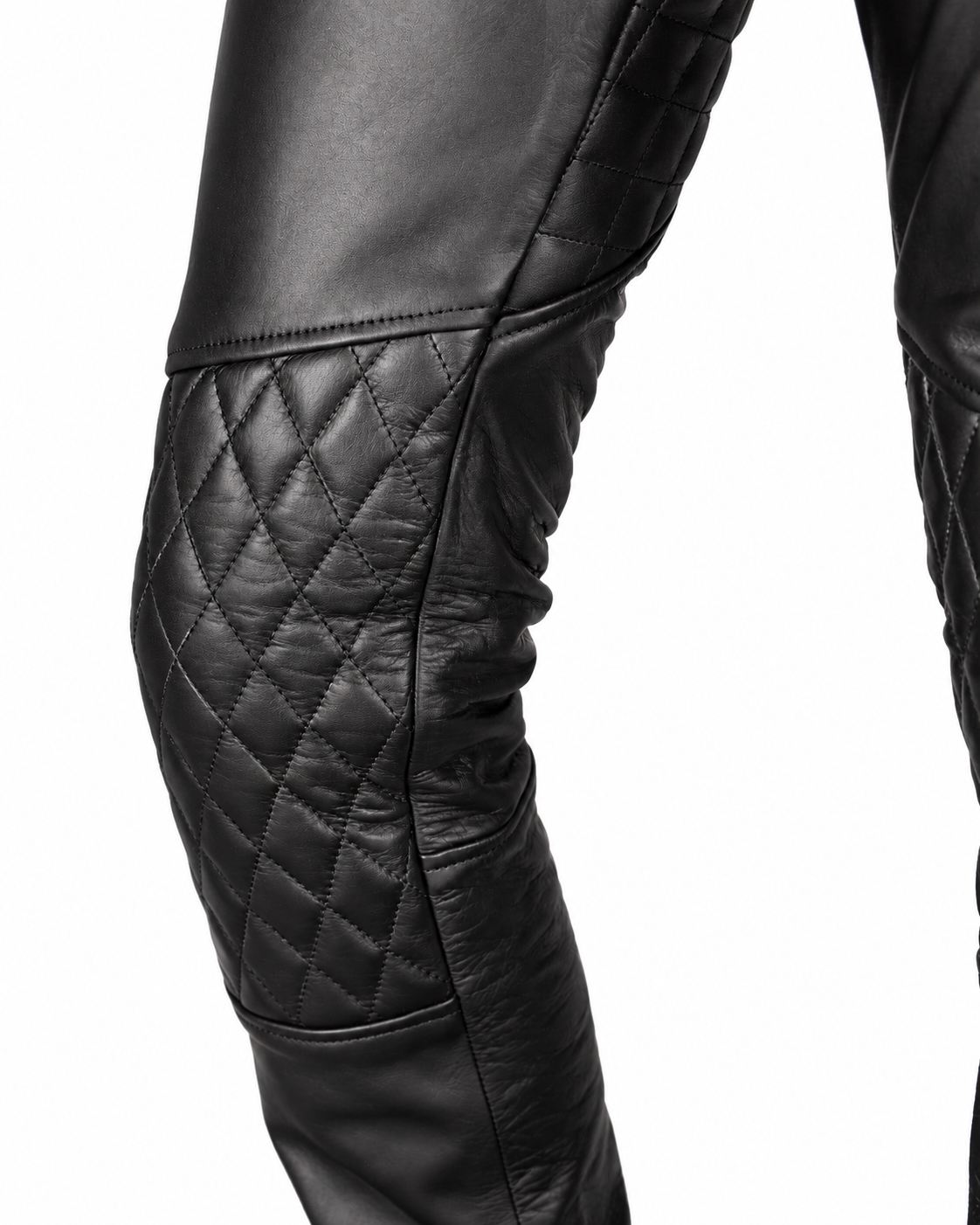 Men’s Padded Thru Zip Black Leather Pants