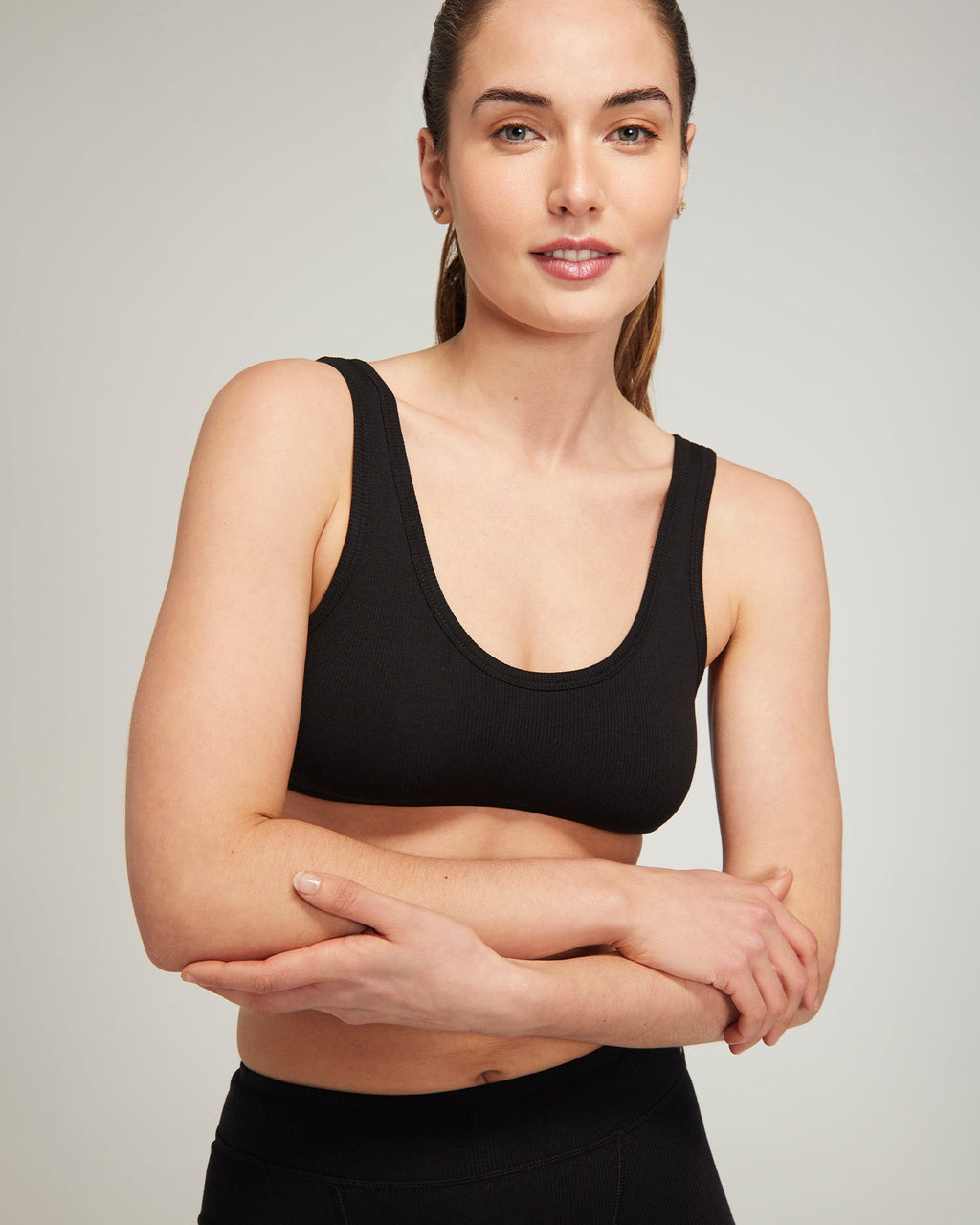 The Organic Cotton Dip Front Bralette - Black
