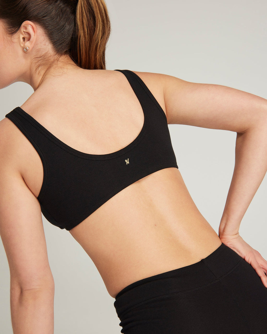 The Organic Cotton Dip Front Bralette - Black