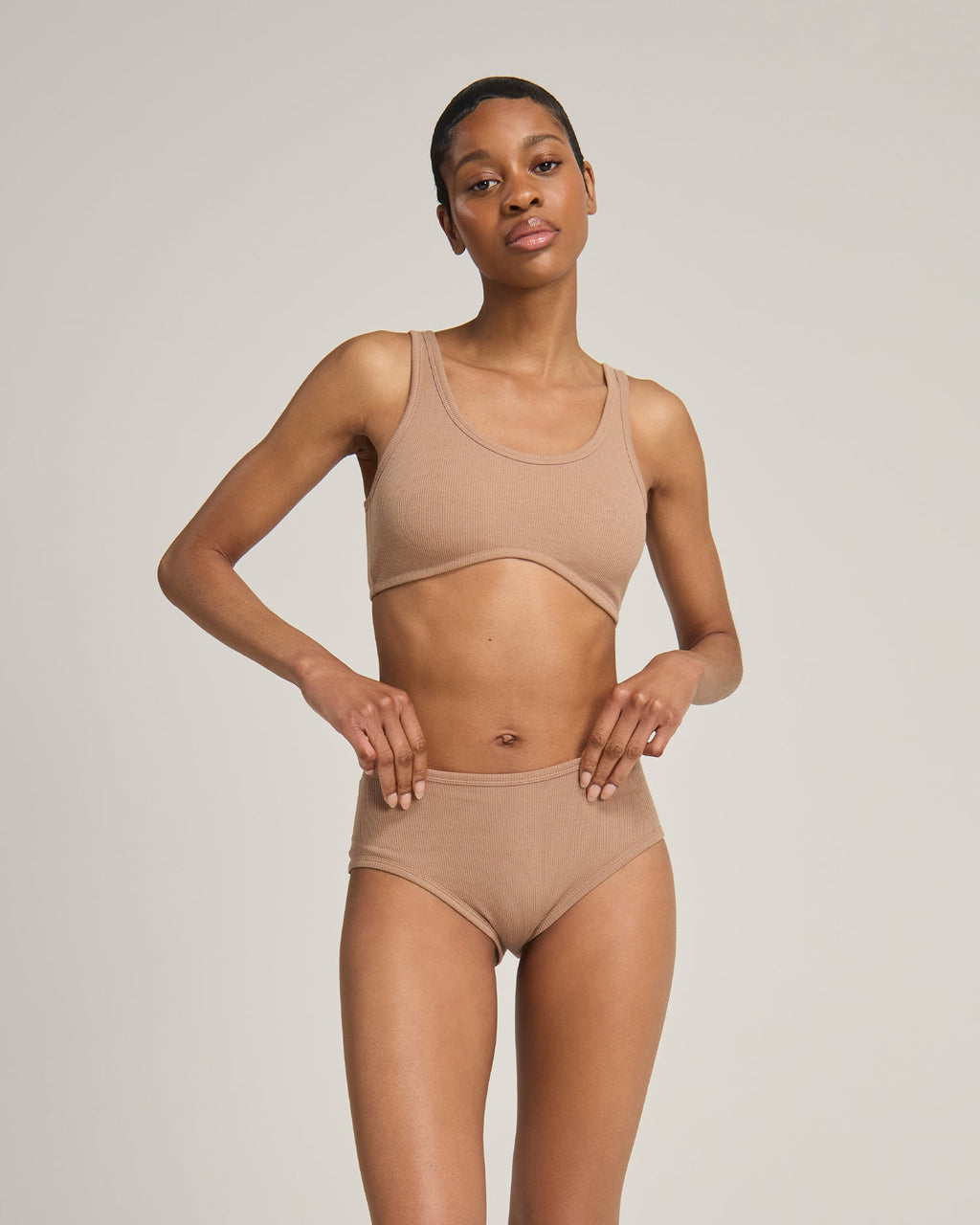 The Organic Cotton Dip Front Bralette - Mocha