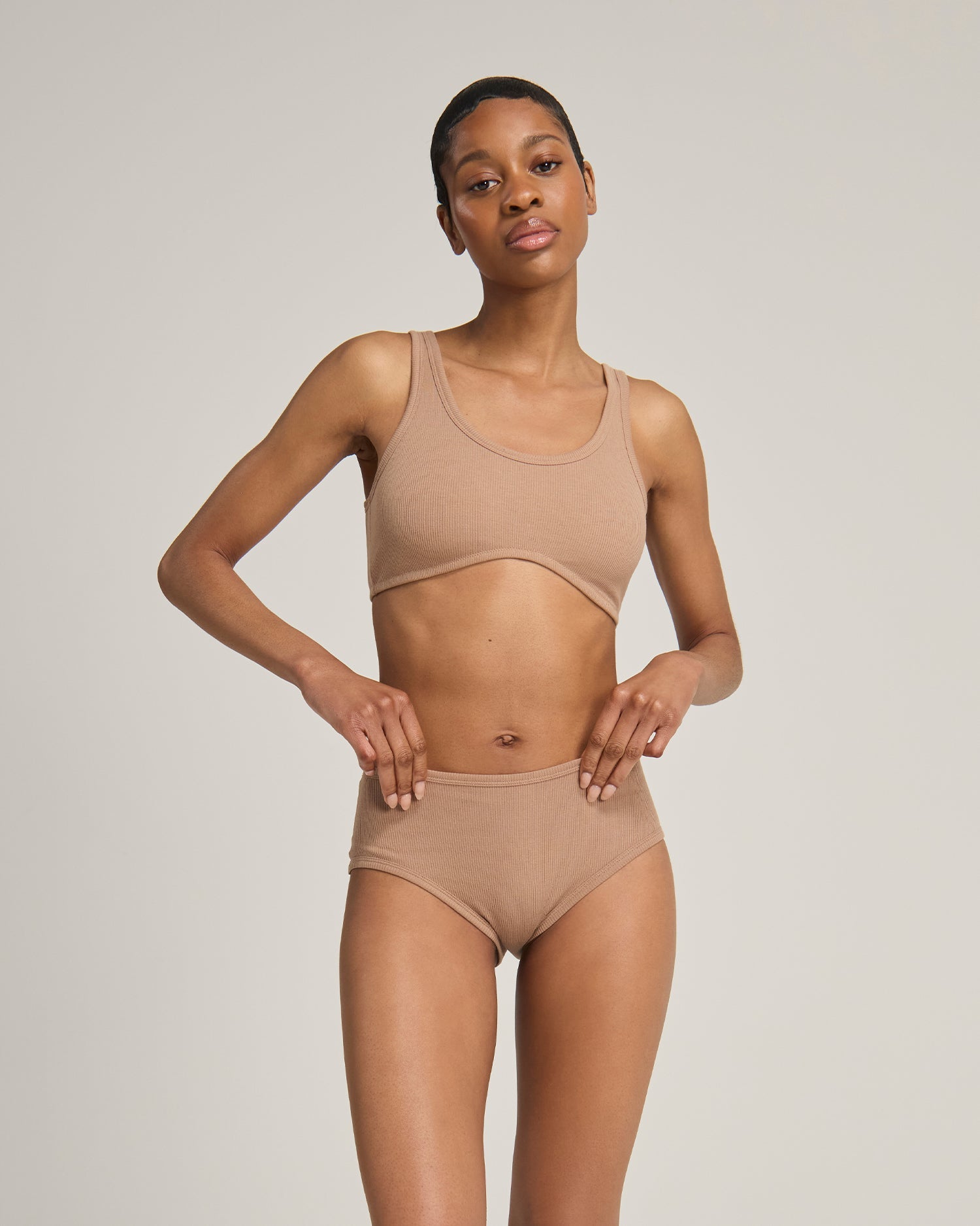 The Organic Cotton Dip Front Bralette - Mocha