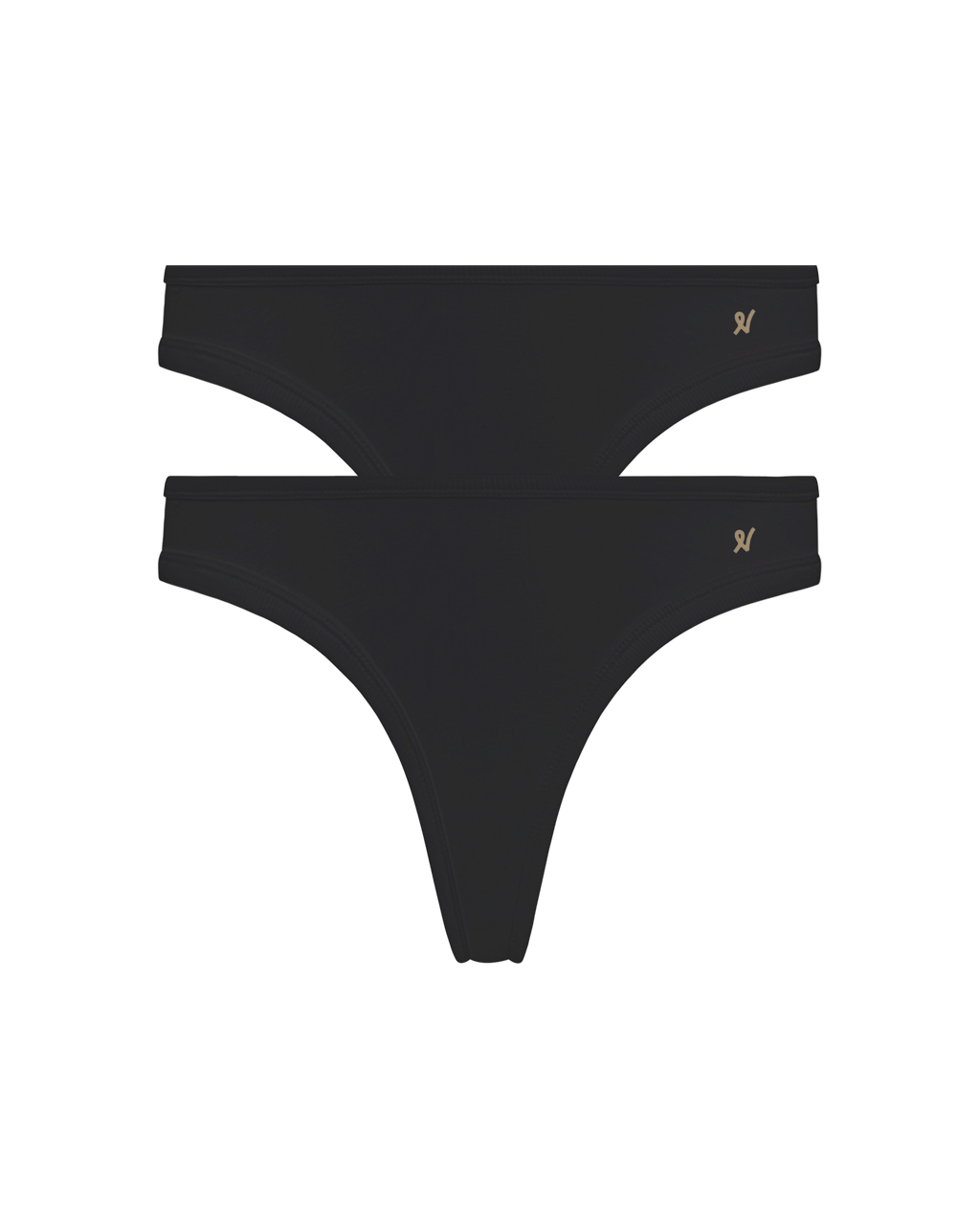The Organic Cotton Dipped Thong 2 Pack - Black