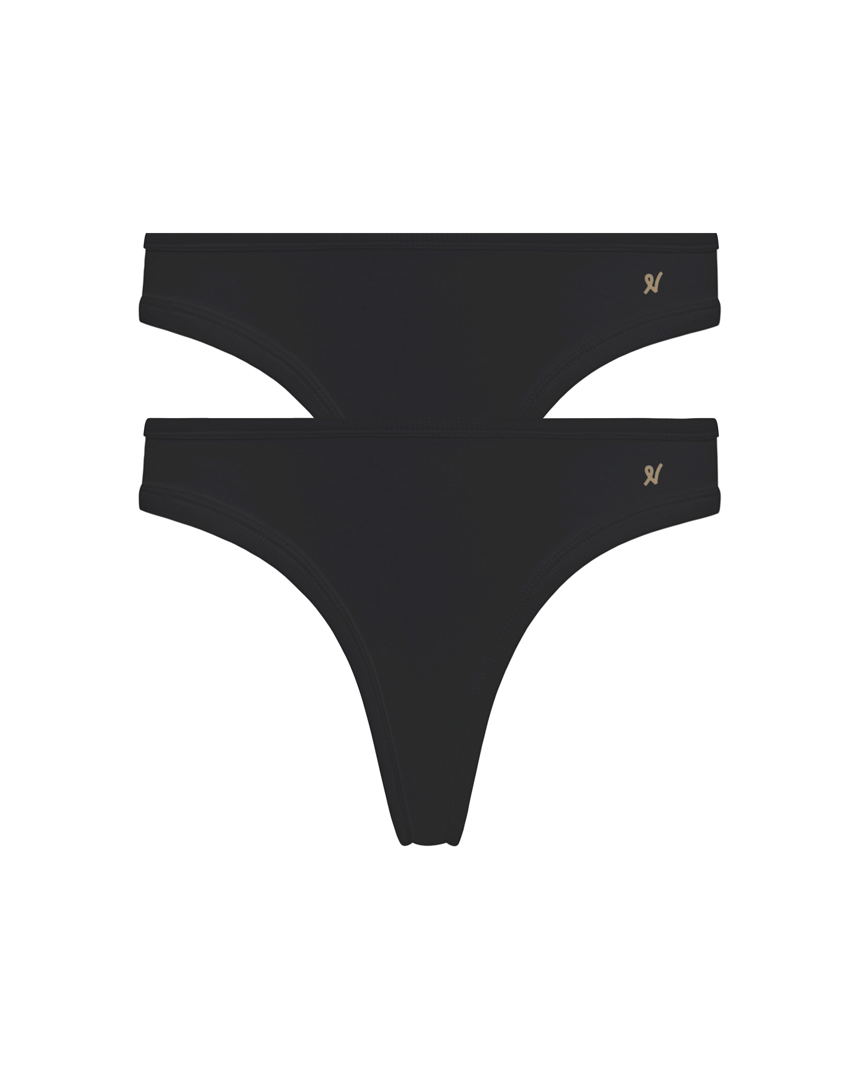 The Organic Cotton Dipped Thong 2 Pack - Black