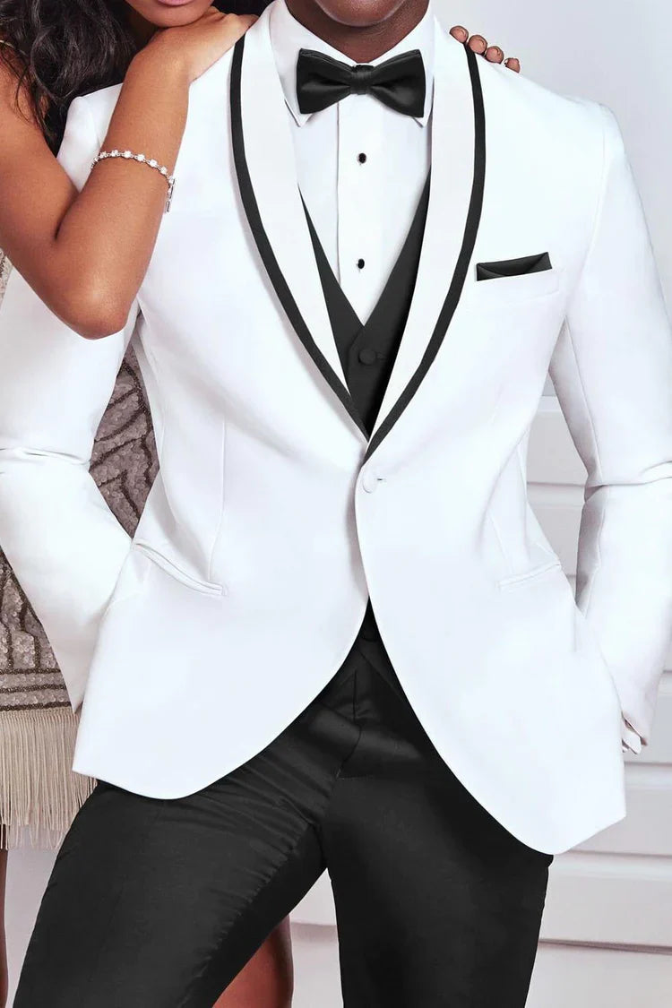 "Xavier" White Tuxedo Jacket-3