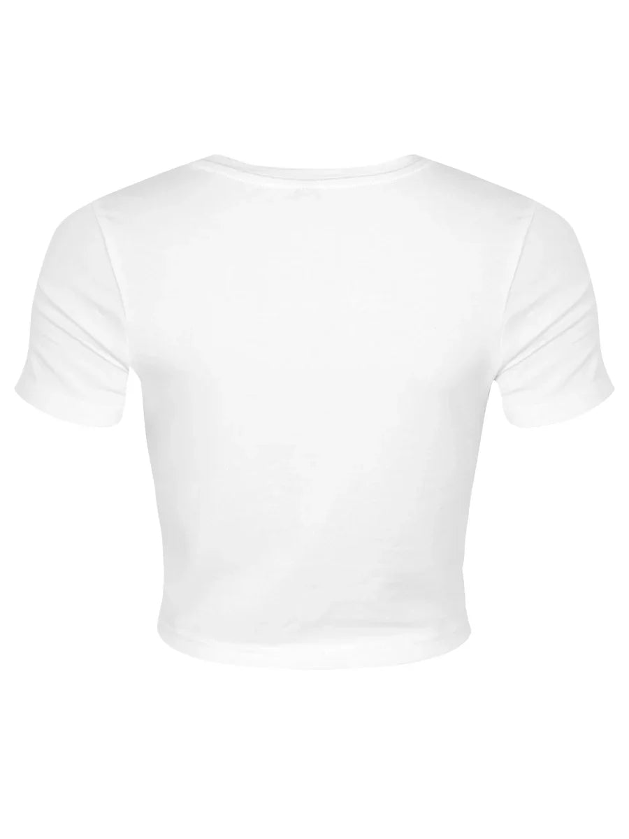 Cute & Creepy Ladies Pastel Goth White Crop Top
