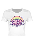 Cute & Creepy Ladies Pastel Goth White Crop Top
